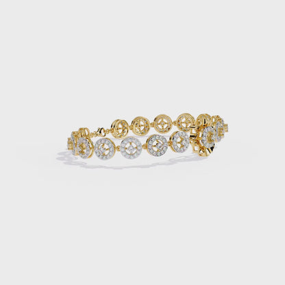 Celestial Radiance – Diamond Circle Link Bracelet in 14K Gold