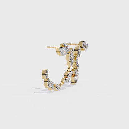 Floral Vine – Marquise Cluster Hoop Earrings in 14K Gold