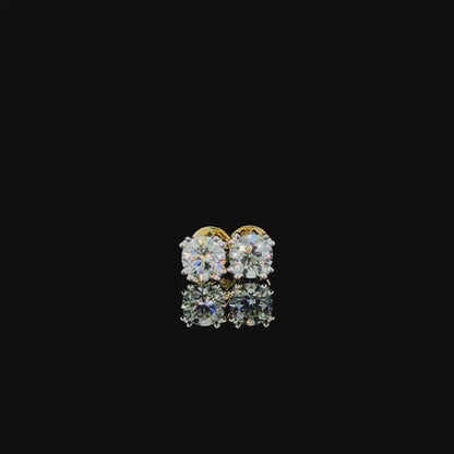 0.94 Carat Round Lab Diamond Studs in 14K Yellow Gold
