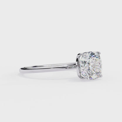 Cushion Rise – Lab Diamond Solitaire Ring in 14K Gold