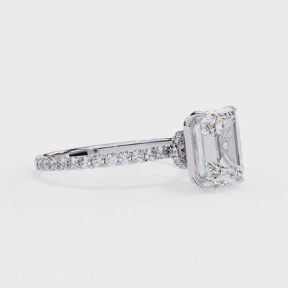 Twin Merge – Emerald & Round Lab Diamond Dual-Band Ring in 14K Gold