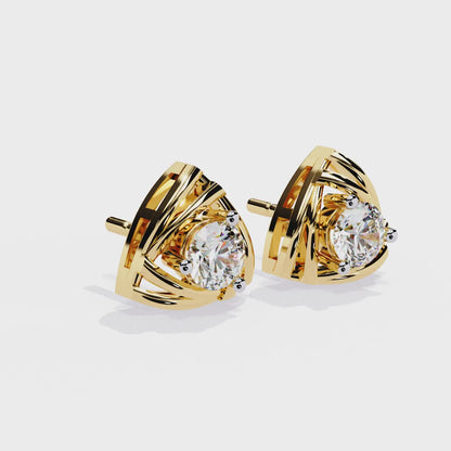 Trinity Wrap – 4.4mm Round Diamond Stud Earrings in 14K Gold