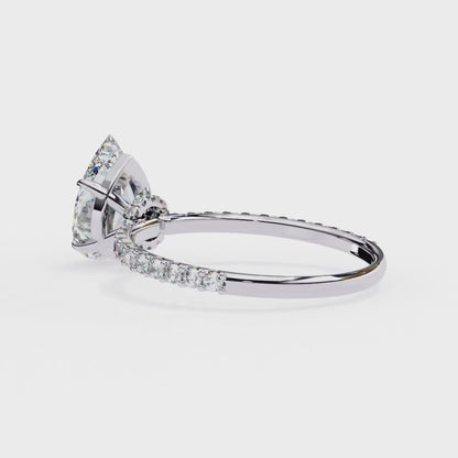 Pear Offset – Lab Diamond Ring with Asymmetric Split Shank in 14K Gold