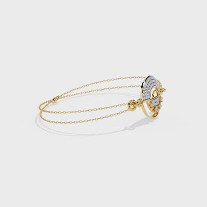Nova Eclipse – Diamond Circle Emblem Bracelet in 14K Gold