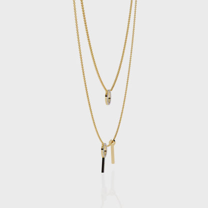 Orbée Lariat – Pavé Circle & Bar Lab Diamond Necklace in 14K Gold
