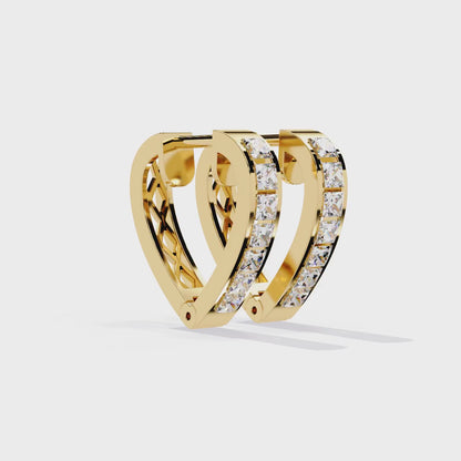 Princess Channel – Lab Diamond Huggie Hoop Earrings in 14K Gold
