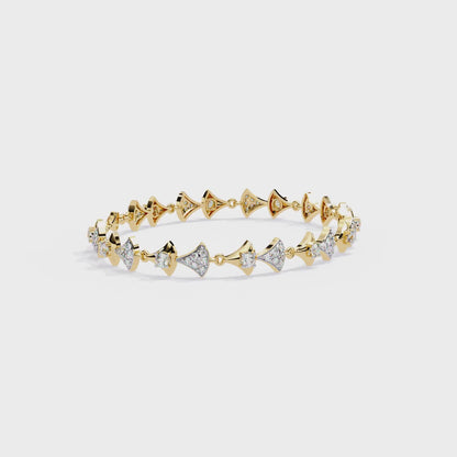Geometric Gleam – Diamond Accent Triangle Link Bracelet in 14K Gold