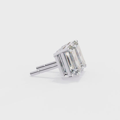 Emerald Gleam – Emerald Cut Lab Diamond Solitaire Studs