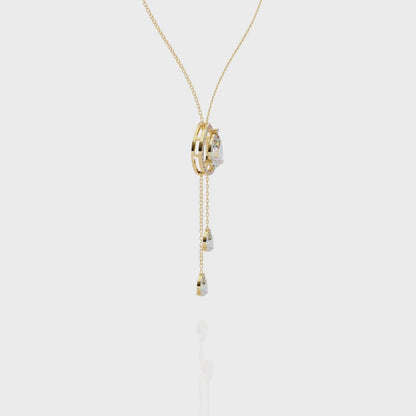 Pear Cascade Halo – Diamond Teardrop Pendant Necklace