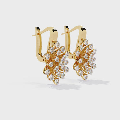 Celeste Bloom – Lab Diamond Burst Drop Earrings in 14K Gold