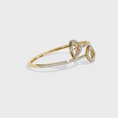 Celeste Trillium – Diamond Pear Motif Bangle in 14K Gold