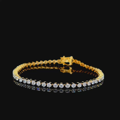 2.97 Carats Round Lab Diamond Tennis Bracelet in 14K Yellow Gold
