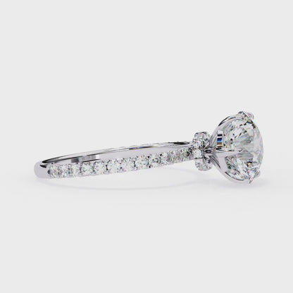 Round Solitaire Lab Diamond Band with Alternating Stones in 14K Gold
