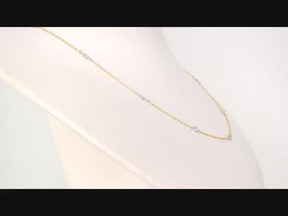 14K Yellow Gold Diamonds By the Yard Station Necklace for Women 0.5ct Adjustable