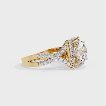 Radiant Crossband Halo – Lab Diamond Engagement Ring in 14K Gold