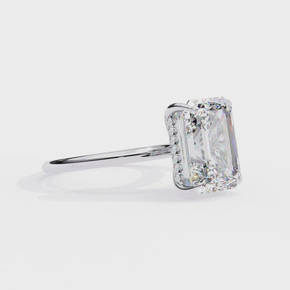 Emerald Crestline – Lab Diamond Ring with Double-Row Shank in 14K Gold