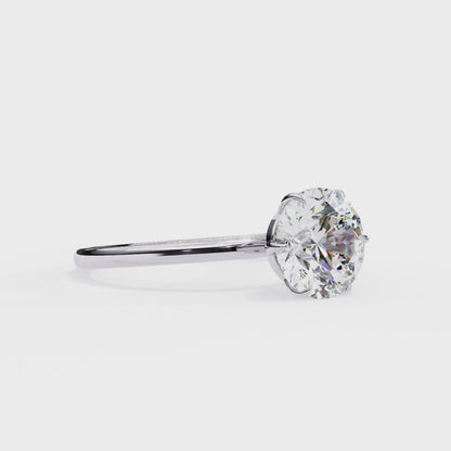 Brilliance Set – Round Lab Diamond Sleek Solitaire Ring in 14K