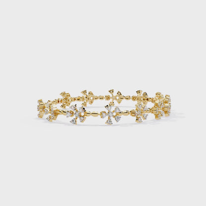 Ornate Fleur – Diamond Floral Motif Bracelet in 14K Gold