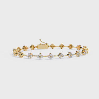 Fleur Charm – Petite Floral Diamond Bracelet in 14K Gold