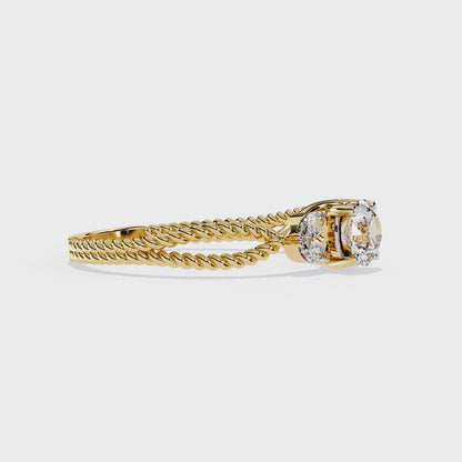 Twist Marquise – Diamond Braided Band Ring in 14K Gold