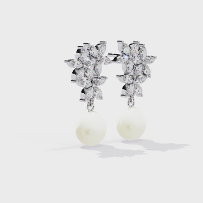 Rosé Fleur – Marquise Lab Diamond & Gemstone Drop Earrings in 14K Gold
