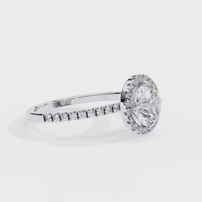 Round Solitaire Halo Ring - ( 1.5 ct Center Stone )