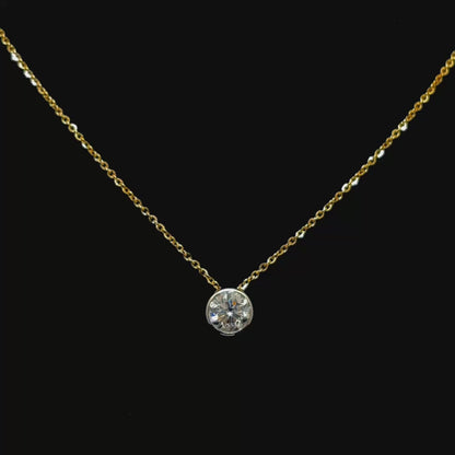 Solitaire Radiance – Round Diamond Pendant in 14K Yellow Gold