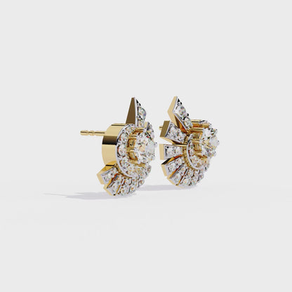 Solstice Swirl – Lab Diamond Radiant Burst Earrings in 14K Gold
