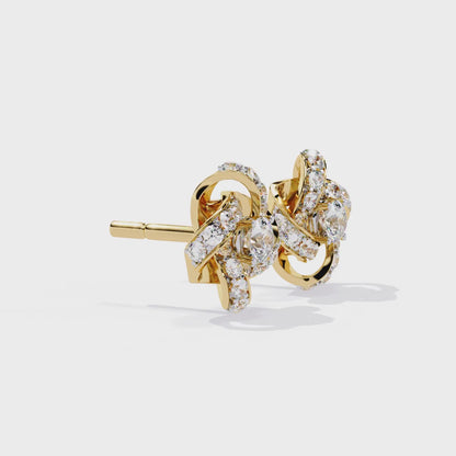 Radiant Bloom – Diamond Floral Halo Studs in 14K Gold