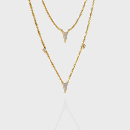 GeoFlare – Diamond Triangle Layered Necklace in 14K Gold