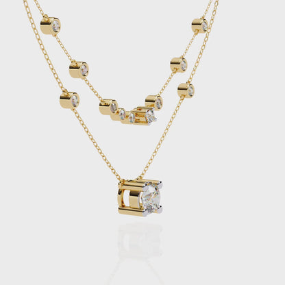 Radiant Drape – Diamond Bezel Necklace in 14K Gold