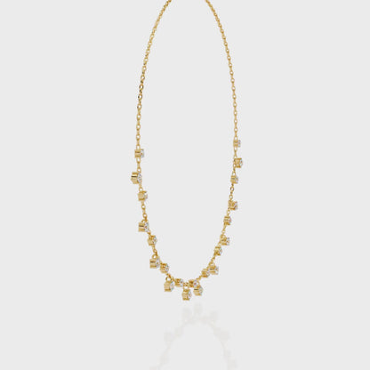 Radiant Fringe – Lab Diamond Cascade Necklace in 14K Gold