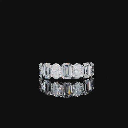 Contour Dual – Emerald & Oval Lab Diamond Ring in 14K White Gold