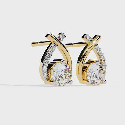 Embrace Curve – Lab Diamond Solitaire Drop Earrings in 14K Gold