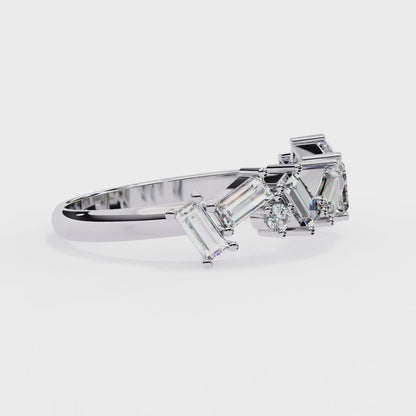 Cascade Duo – Baguette & Round Lab Diamond Step Ring