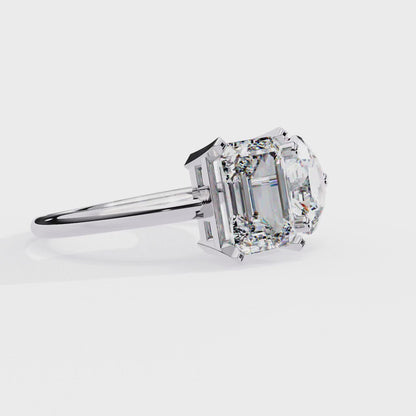 Toi et Moi Emerald & Round – Lab Diamond Twin-Stone Ring in 14K Gold