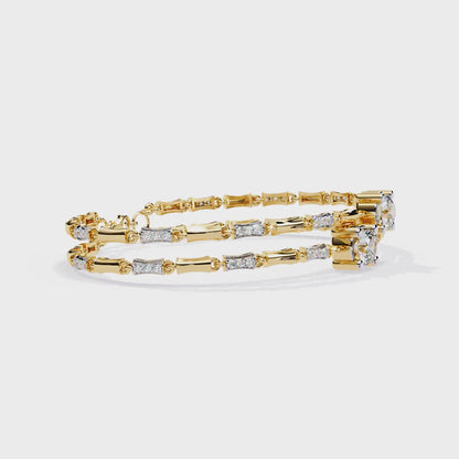 Twin Radiance – Dual Solitaire Lab Diamond Bracelet in 14K Gold