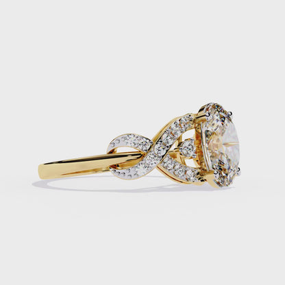 Infinity Crown – Oval Diamond Twisted Band Ring in 14K Gold