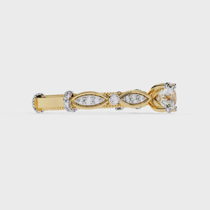 Heirloom Crest – Diamond Vintage Ring with Marquise Accents in 14K Gold