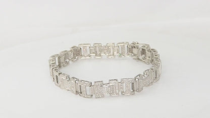 10K White Gold Men's Diamond Bracelet 3.22ct