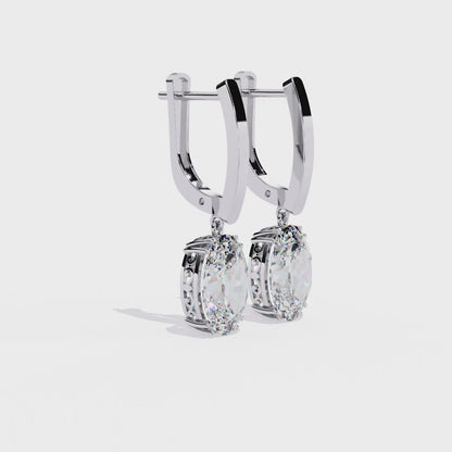 Soleil Drop – Oval Solitaire Lab Diamond Earrings in 14K Gold