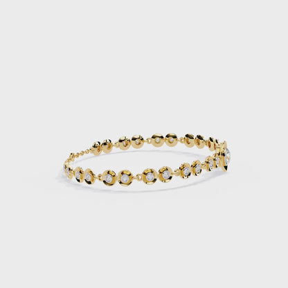 Bezel Orbit – Lab Diamond Round Link Bracelet in 14K Gold
