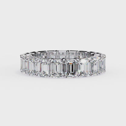 Crescent Bloom – Emerald Cut Lab Diamond Open Band