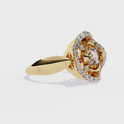 Imperial Bloom – Diamond Crown Ring with Petal Motif in 14K Gold