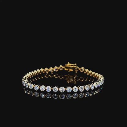 Golden Flow – Round Lab Diamond Tennis Bracelet in 14K Yellow Gold