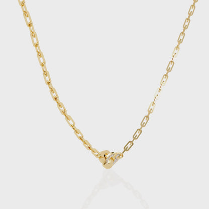Bold Link – Oval Pavé Diamond Clasp Necklace in 14K Gold