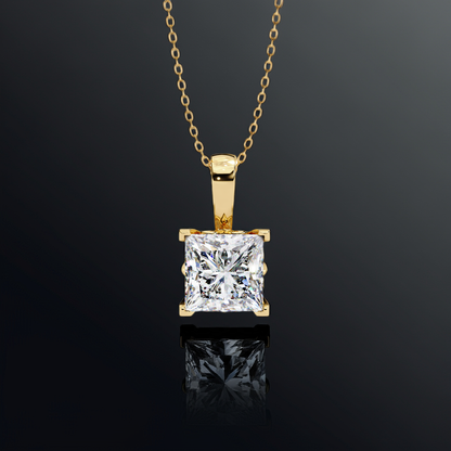 Crown Prism – Princess Cut Lab Diamond Solitaire Chain Pendant